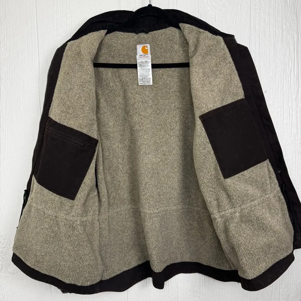 CARHARTT WC061 Women’s XL Brown Sherpa Lined Sandstone Ridge Coat Detroit Jacket - Picture 2 of 16